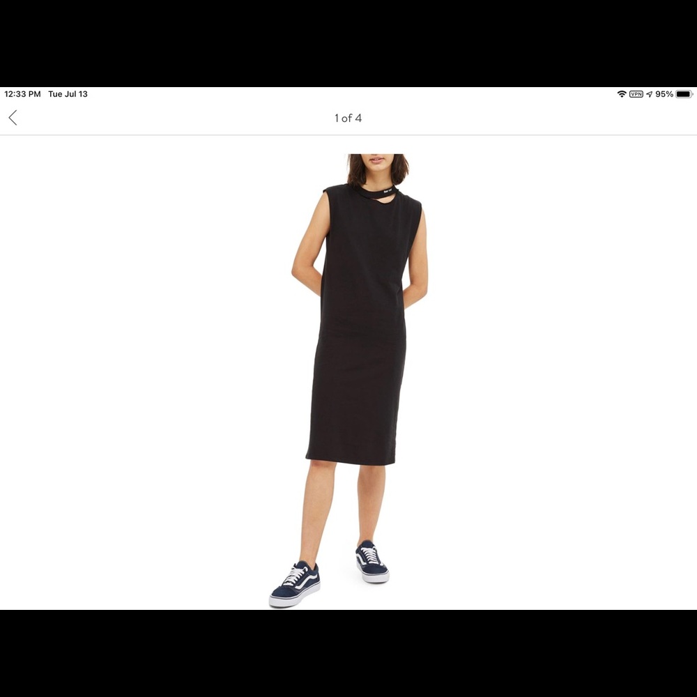 Women’s Topshop Black Ladder Jersey Dress, Size 8